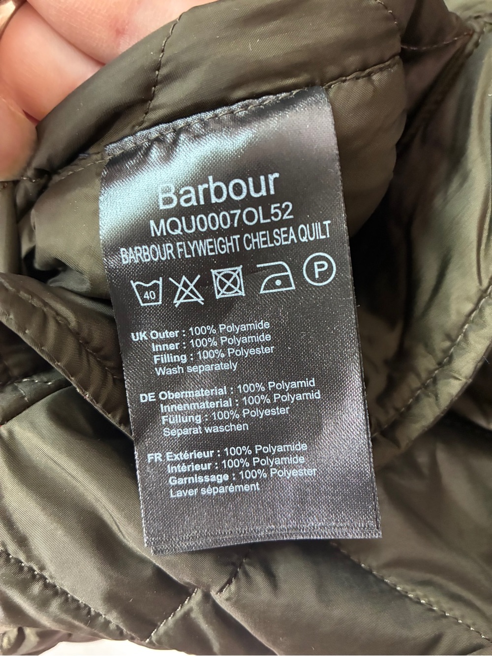 Barbour Olive Flyweight Chelsea Quilted Jacket Size 2XL NWT - Picture 9 of 9